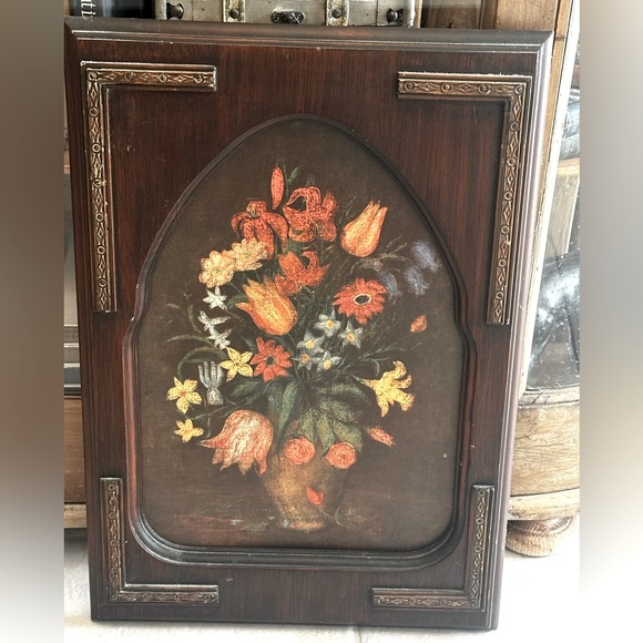 Vintage Other - Vintage Arched Wood Frame with Floral Print